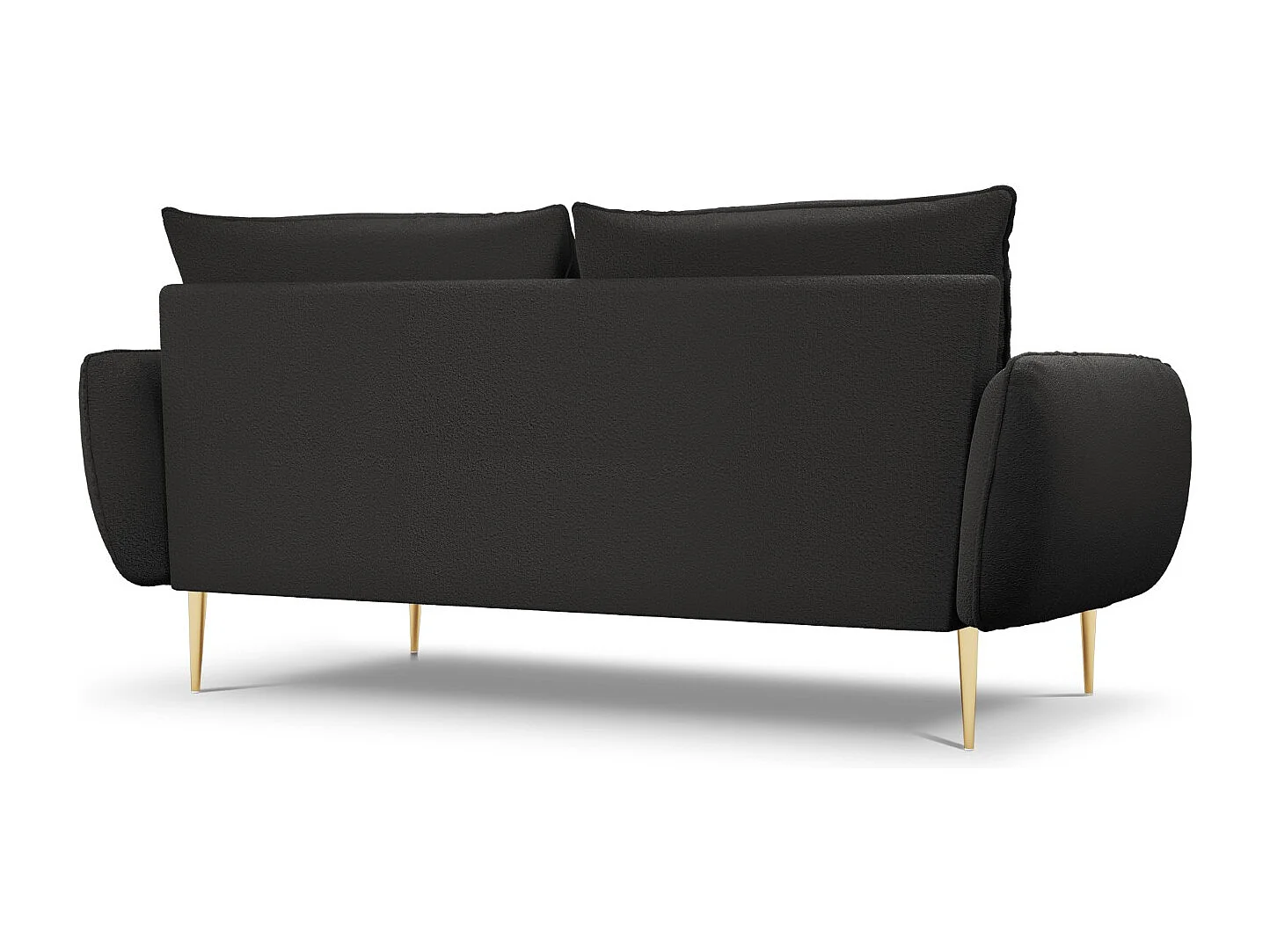 Cosmopolitan Design - Sofá "Vienna" 3 lugares em tecido bouclé preto - 200x92x95cm