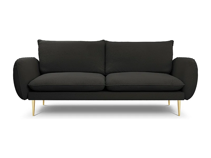 Cosmopolitan Design - Sofá "Vienna" 3 lugares em tecido bouclé preto - 200x92x95cm
