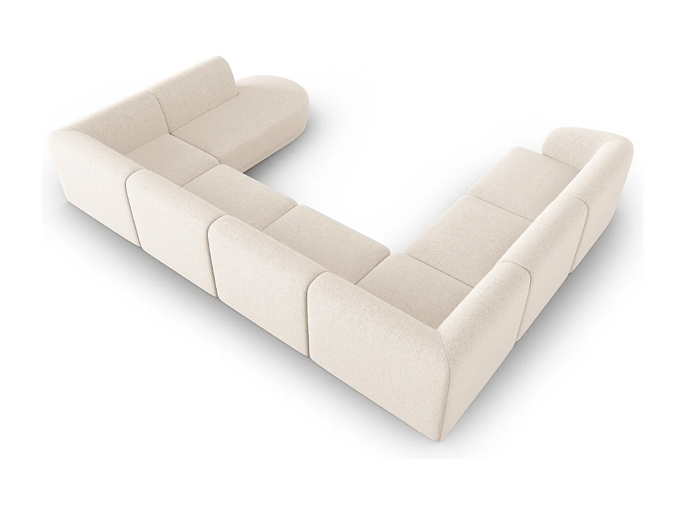 CXL by Christian Lacroix - Canapé d'angle gauche panoramique modulable "Lionel" 8 places en chenille beige clair mélange - 342x323x74cm