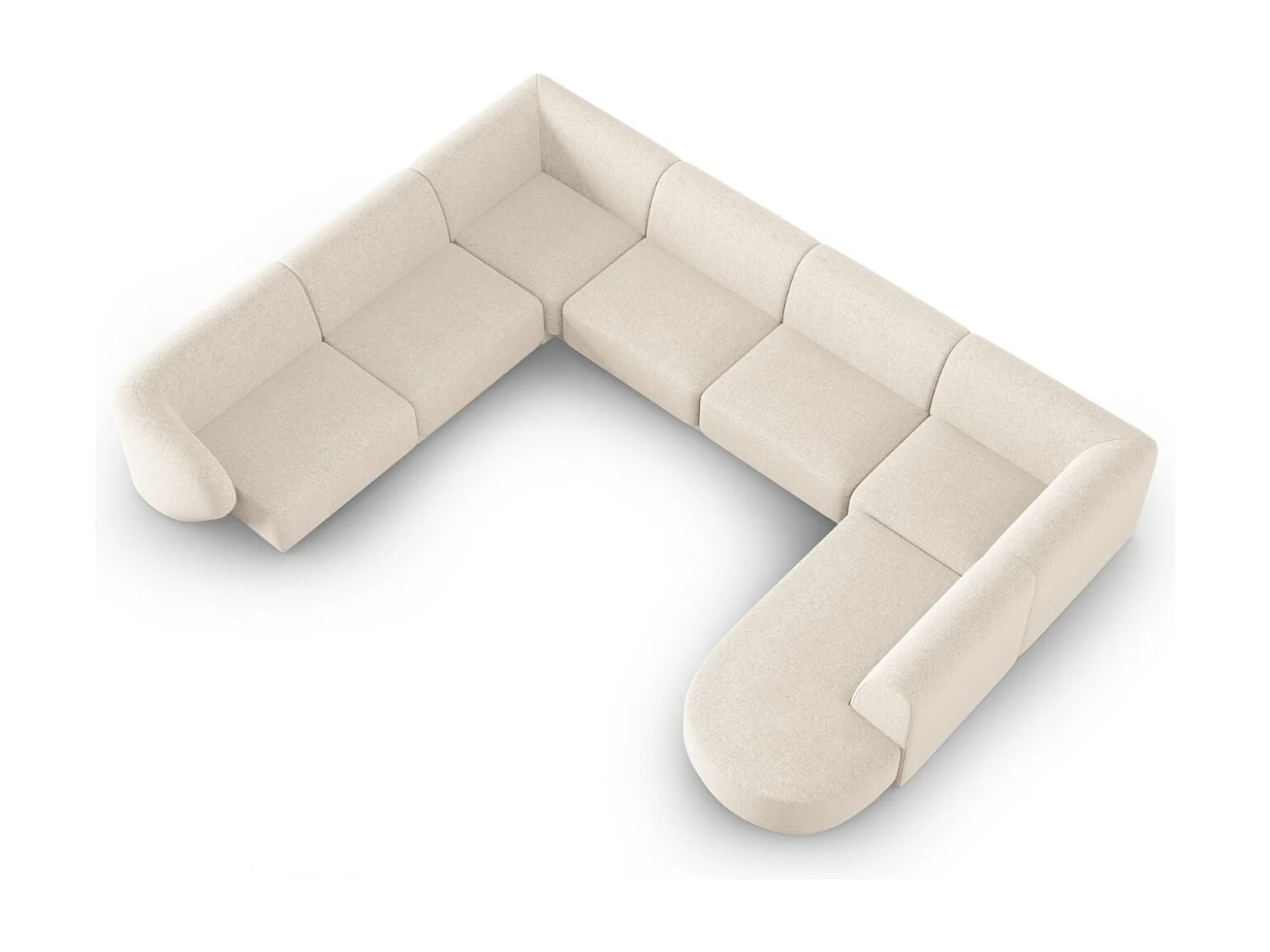 CXL by Christian Lacroix - Canapé d'angle gauche panoramique modulable "Lionel" 8 places en chenille beige clair mélange - 342x323x74cm