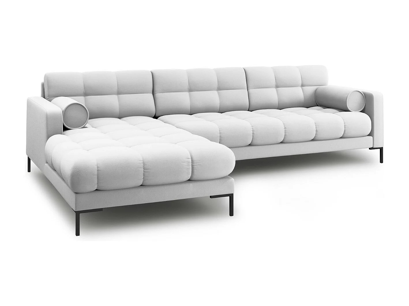 Cosmopolitan Design - 5-Sitzer Ecksofa links "Bali" aus strukturiertem Stoff hellgrau - 293x185x75cm