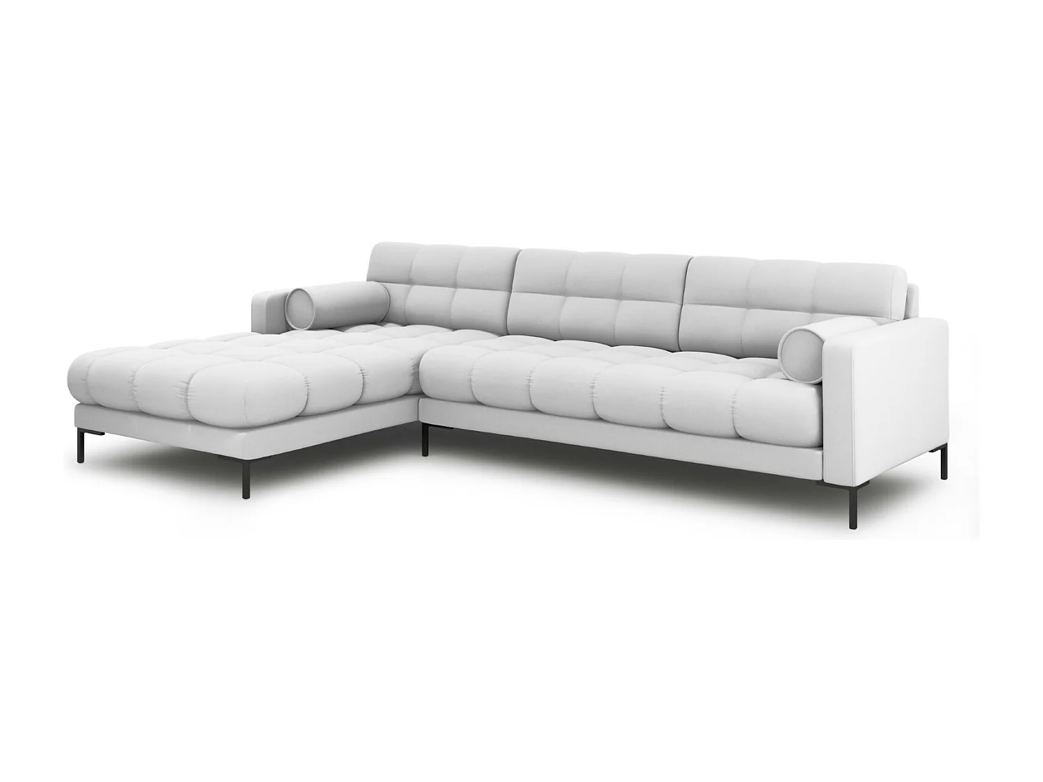 Cosmopolitan Design - Sofá de canto esquerdo "Bali" 5 lugares em tecido estrutural cinza claro - 293x185x75cm