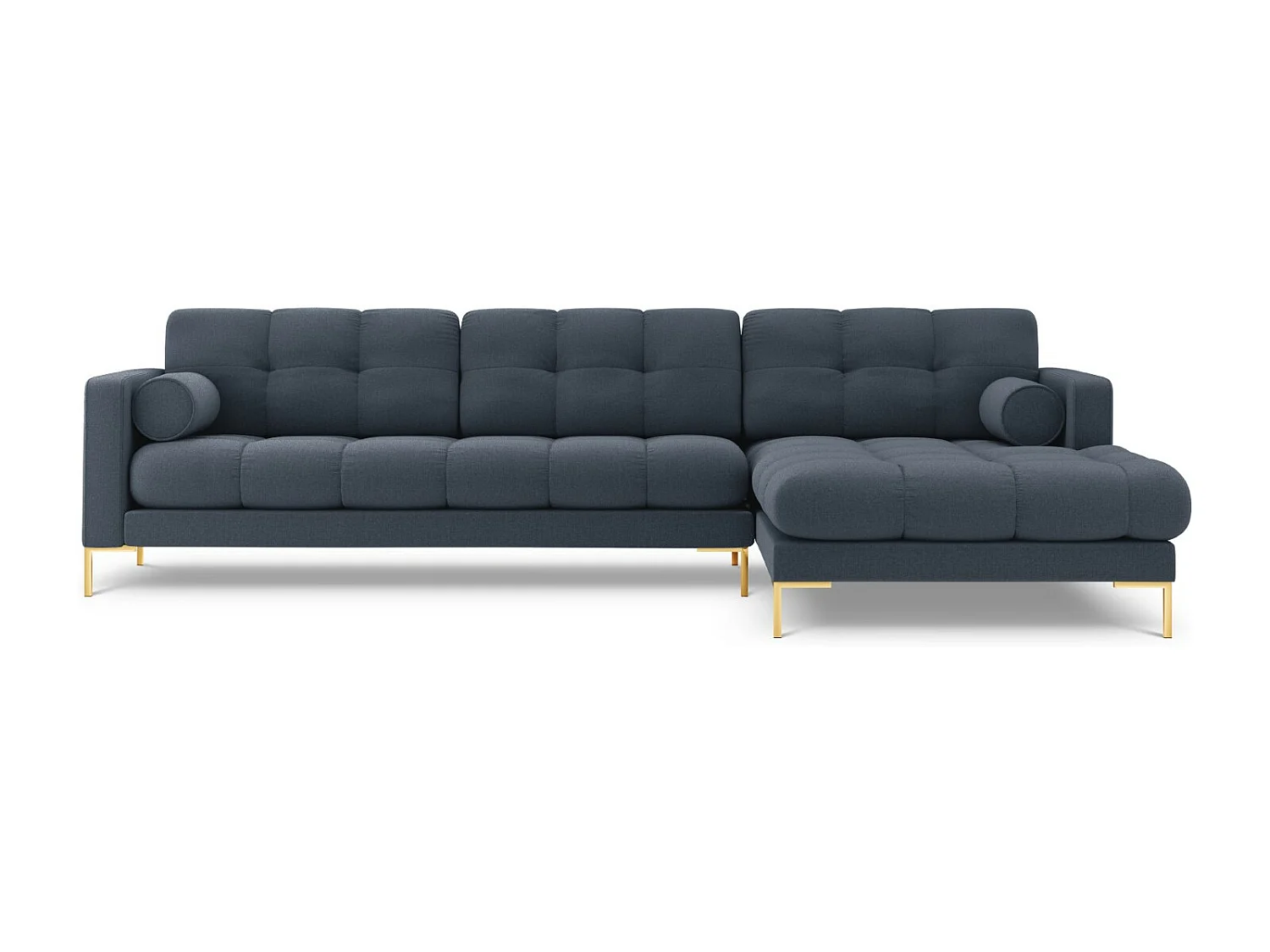 Cosmopolitan Design - 5-Sitzer Ecksofa rechts "Bali" aus strukturiertem Stoff dunkelblau - 293x185x75cm