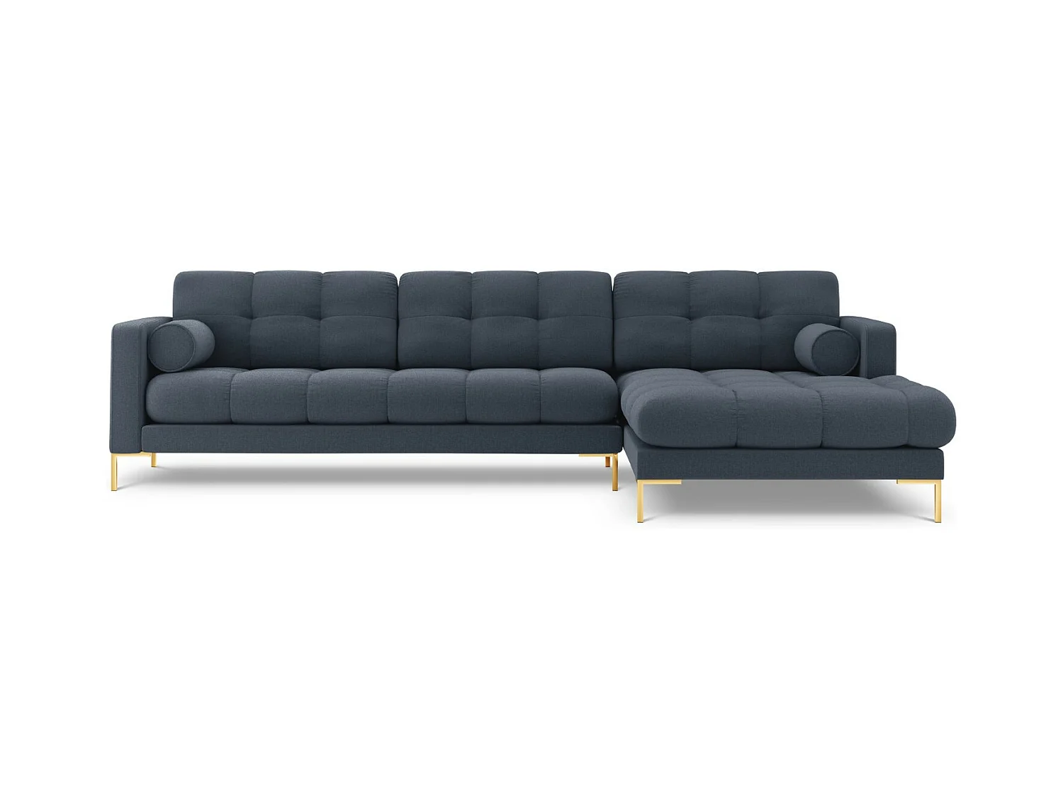 Cosmopolitan Design - Rechter hoekbank "Bali" 5 zitplaatsen, Structurele stof, Donkerblauw - 293x185x75cm