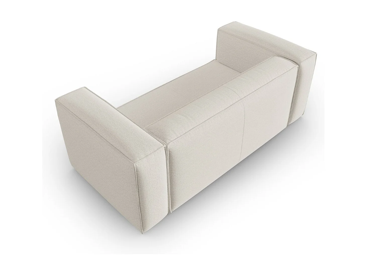 Cosmopolitan Design - Sofa, "Mackay" 2 miejsca welur strukturalny, kość słoniowa - 150x94x73cm