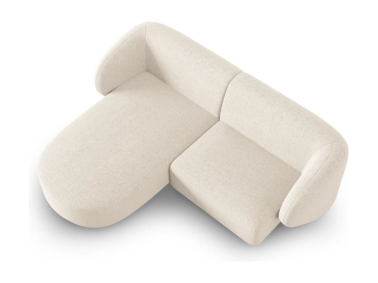 CXL by Christian Lacroix - Divano angolare modulare sinistro "Lionel" 3 posti in ciniglia miscela beige chiaro - 188x155x74cm