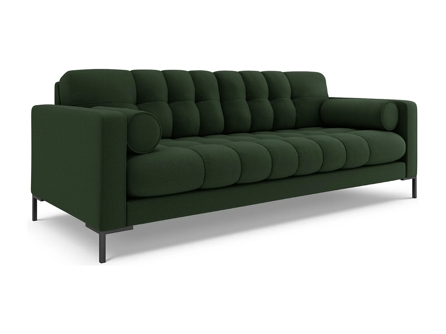Cosmopolitan Design - Canapé "Bali" 4 places en tissu structurel vert foncé - 217x92x75cm