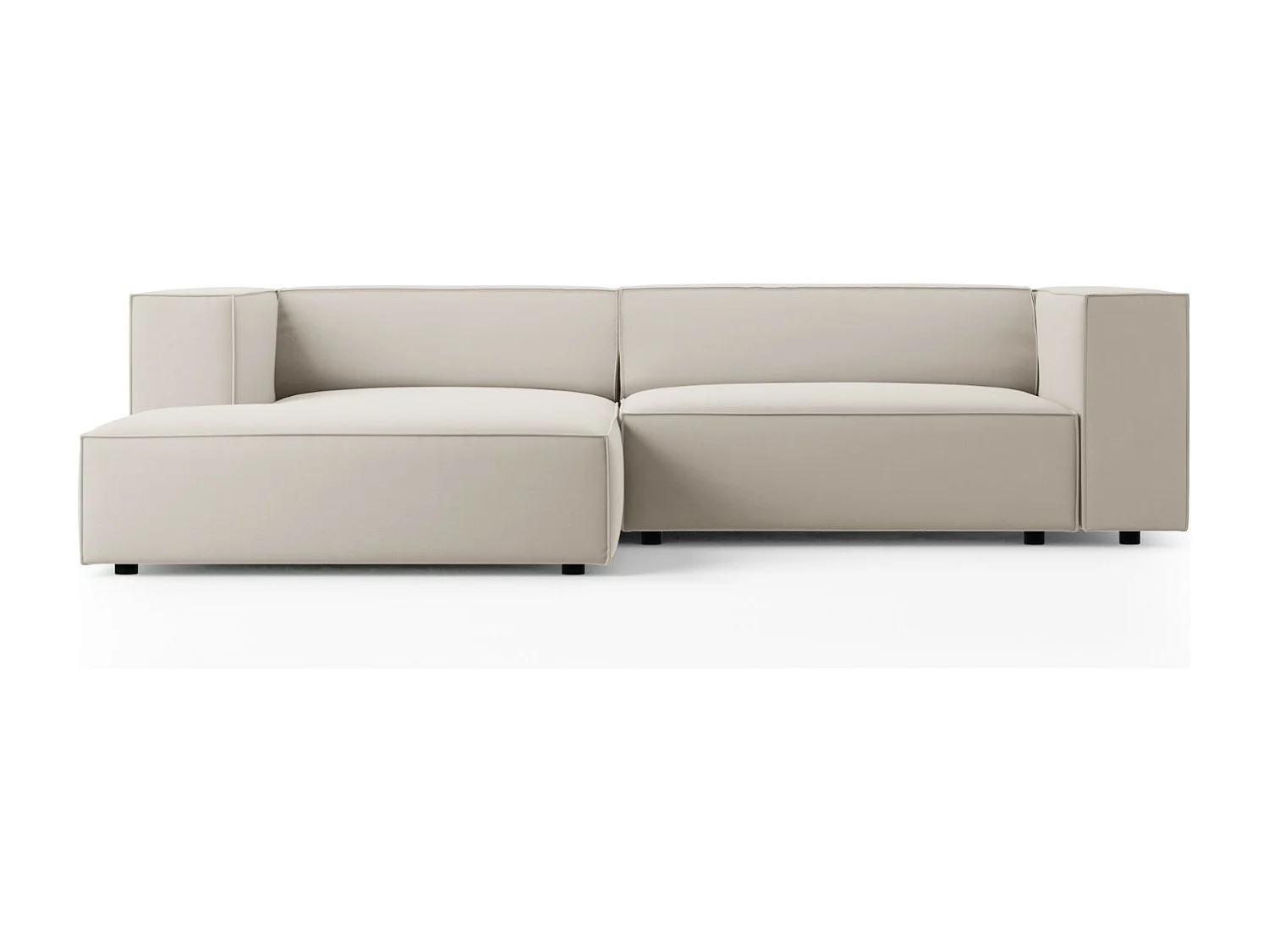 Cosmopolitan Design - 3-Sitzer Ecksofa links "Arendal" aus Samt Ecru - 224x166x70cm