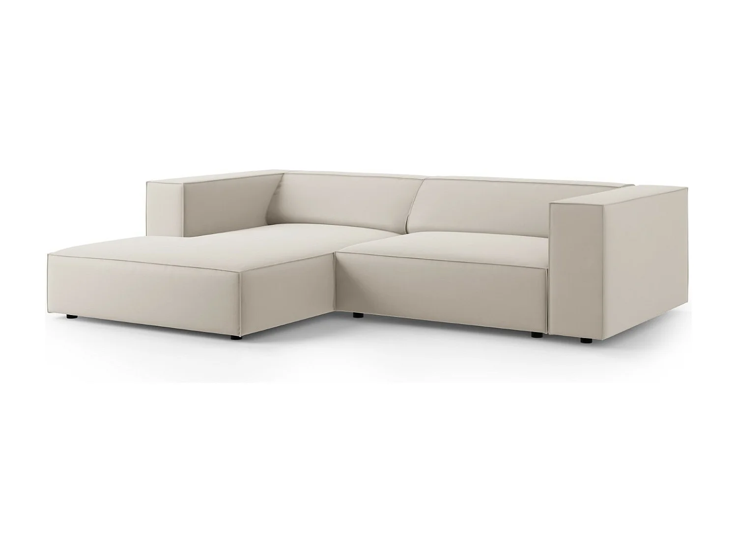 Cosmopolitan Design - 3-Sitzer Ecksofa links "Arendal" aus Samt Ecru - 224x166x70cm