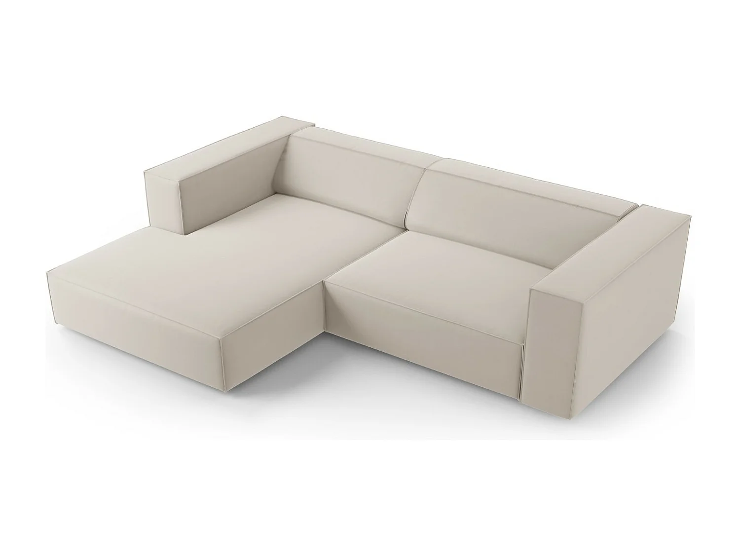 Cosmopolitan Design - 3-Sitzer Ecksofa links "Arendal" aus Samt Ecru - 224x166x70cm