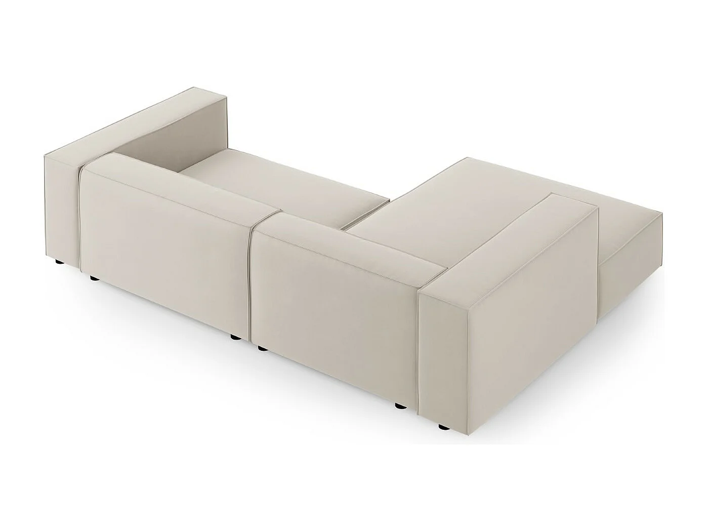 Cosmopolitan Design - Sofá de canto esquerdo "Arendal" 3 lugares em veludo cru - 224x166x70cm