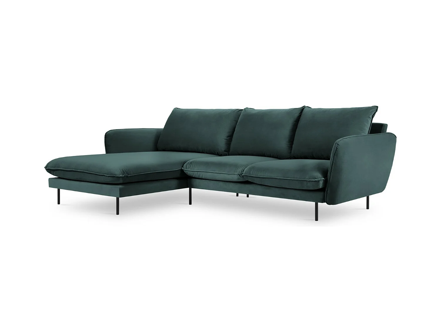 Cosmopolitan Design - Linker hoekbank "Vienna" 5 zitplaatsen, Flueel, Olie - 255x170x95cm