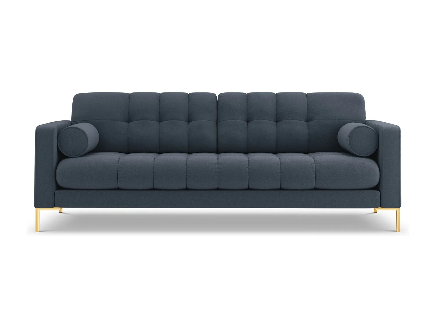 Cosmopolitan Design - 4-Sitzer Sofa "Bali" aus strukturiertem Stoff dunkelblau - 217x92x75cm