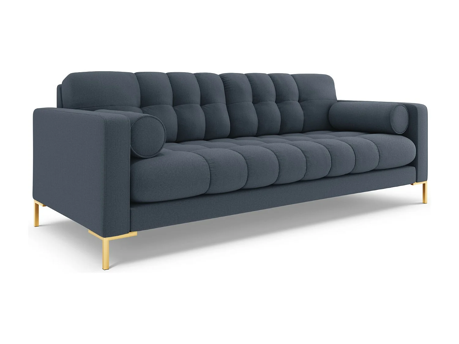 Cosmopolitan Design - 4-Sitzer Sofa "Bali" aus strukturiertem Stoff dunkelblau - 217x92x75cm