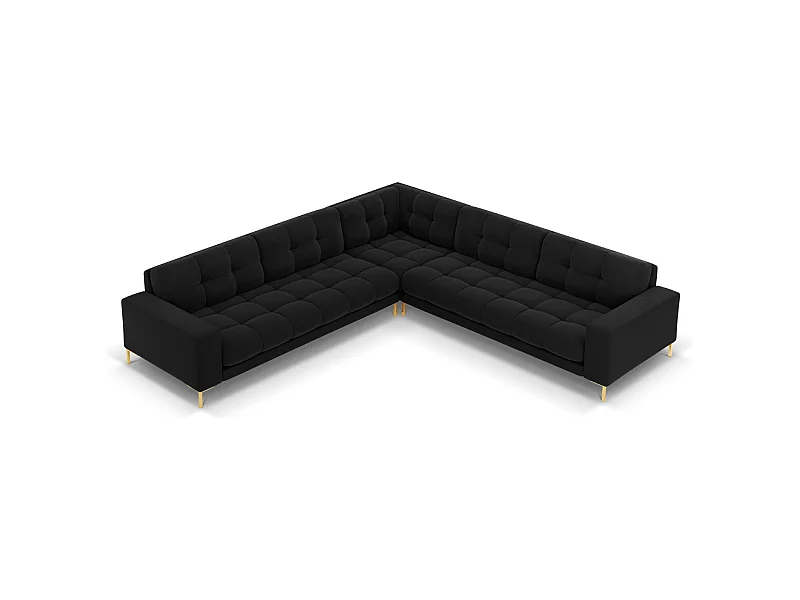 Cosmopolitan Design - 6-Sitzer wendbares Ecksofa "Bali" aus Samt schwarz - 256x256x75cm