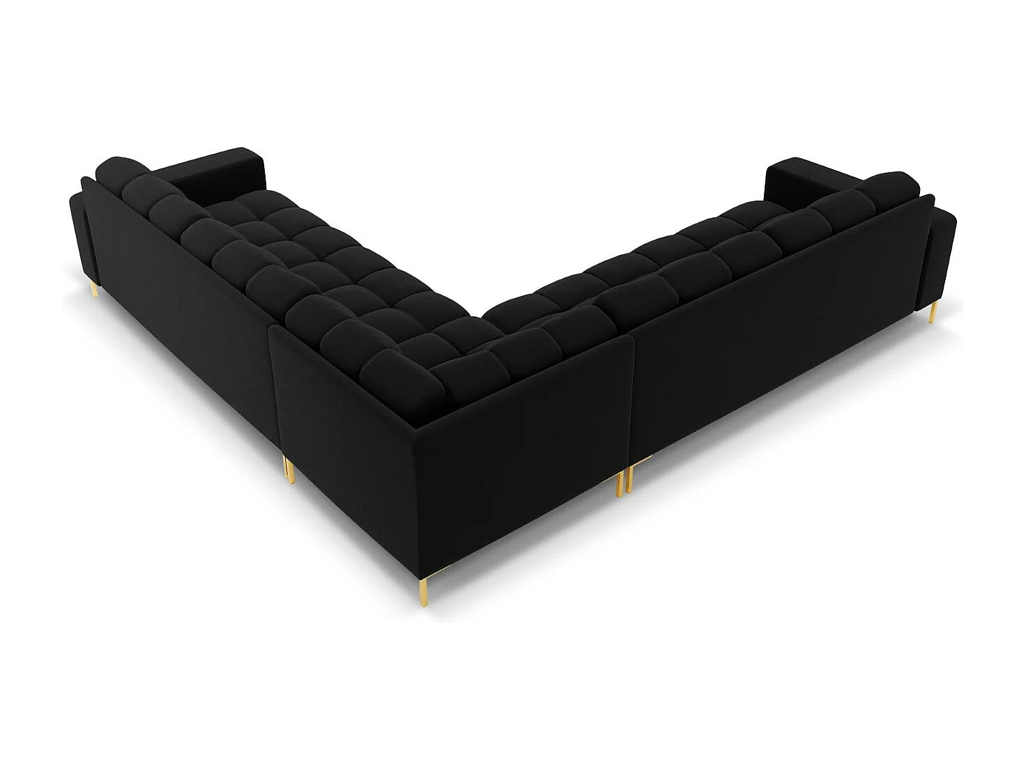 Cosmopolitan Design - 6-Sitzer wendbares Ecksofa "Bali" aus Samt schwarz - 256x256x75cm