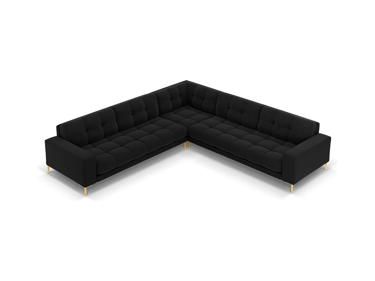 Cosmopolitan Design - Canapé d'angle symétrique "Bali" 6 places en velours noir - 256x256x75cm