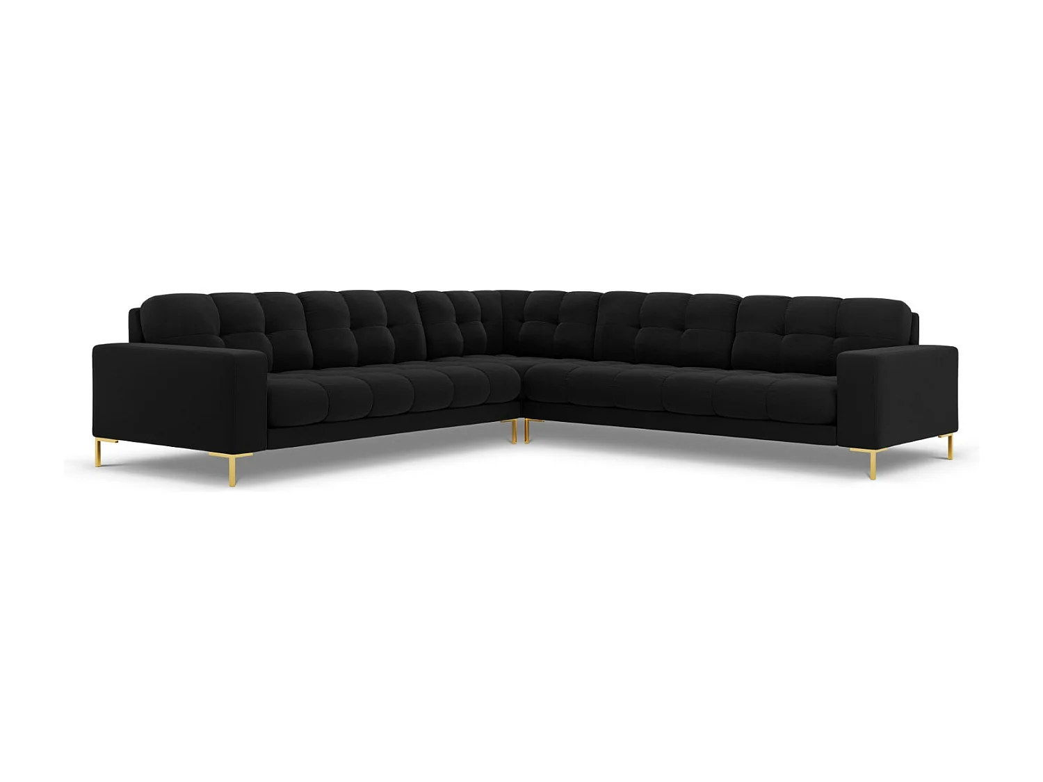 Cosmopolitan Design - Sofá esquinero simétrico "Bali" 6 plazas de terciopelo negro - 256x256x75cm