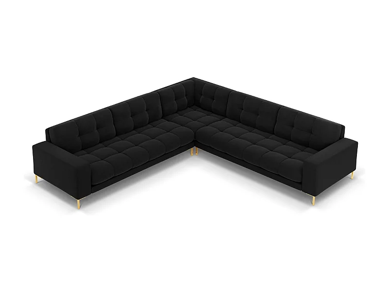 Cosmopolitan Design - Canapé d'angle symétrique "Bali" 6 places en velours noir - 256x256x75cm