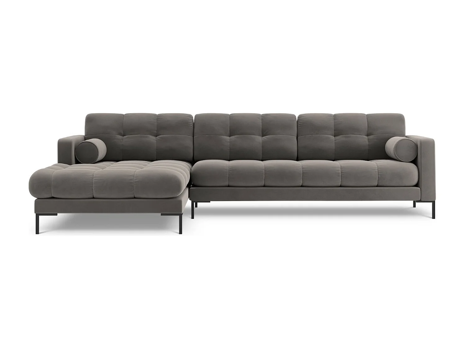 Cosmopolitan Design - Linker hoekbank "Bali" 5 zitplaatsen, Flueel, Lichtgrijs - 293x185x75cm