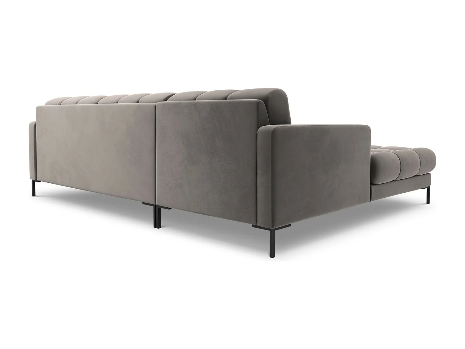 Cosmopolitan Design - Sofá de canto esquerdo "Bali" 5 lugares em veludo cinza claro - 293x185x75cm