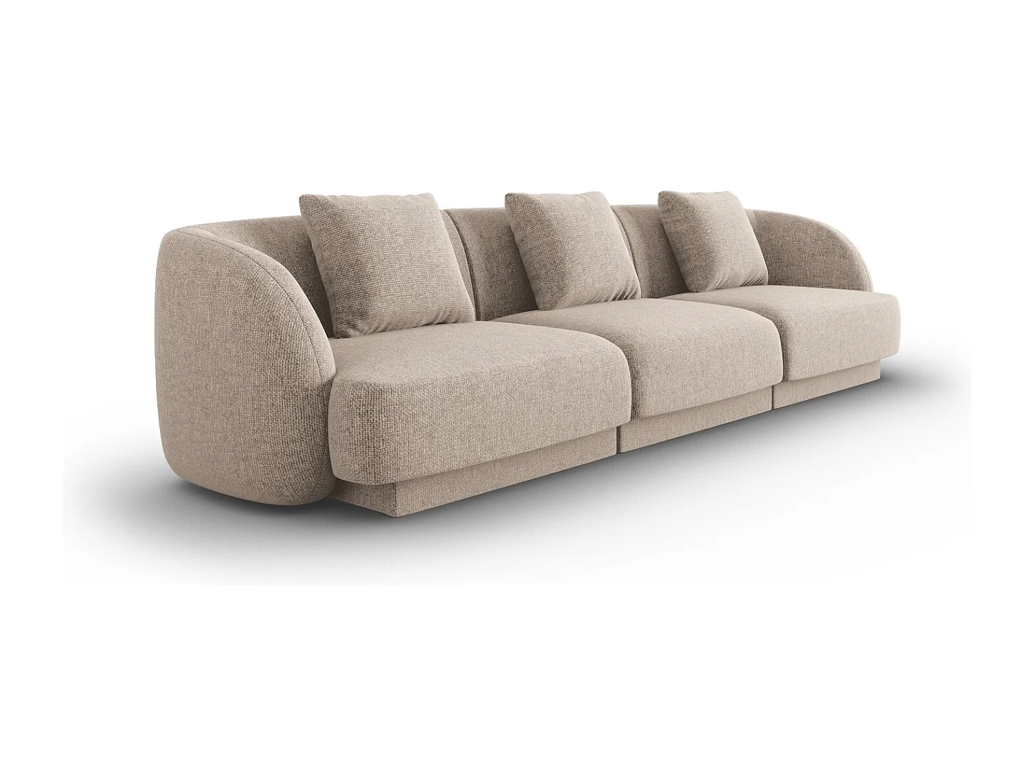 Cosmopolitan Design - Divano "Tulum" 3 posti in ciniglia beige - 255x90x70cm