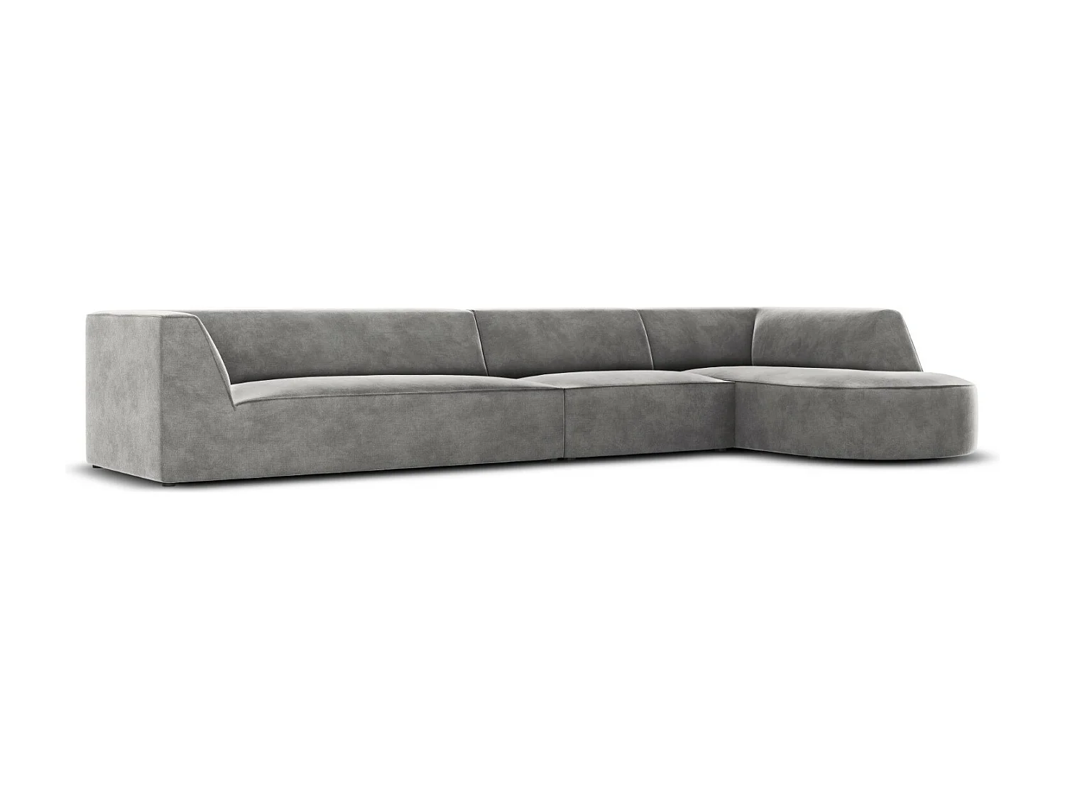 CXL by Christian Lacroix - Rechter hoekbank "Charles" 5 zitplaatsen, Flueel, Lichtgrijs - 366x180x69cm