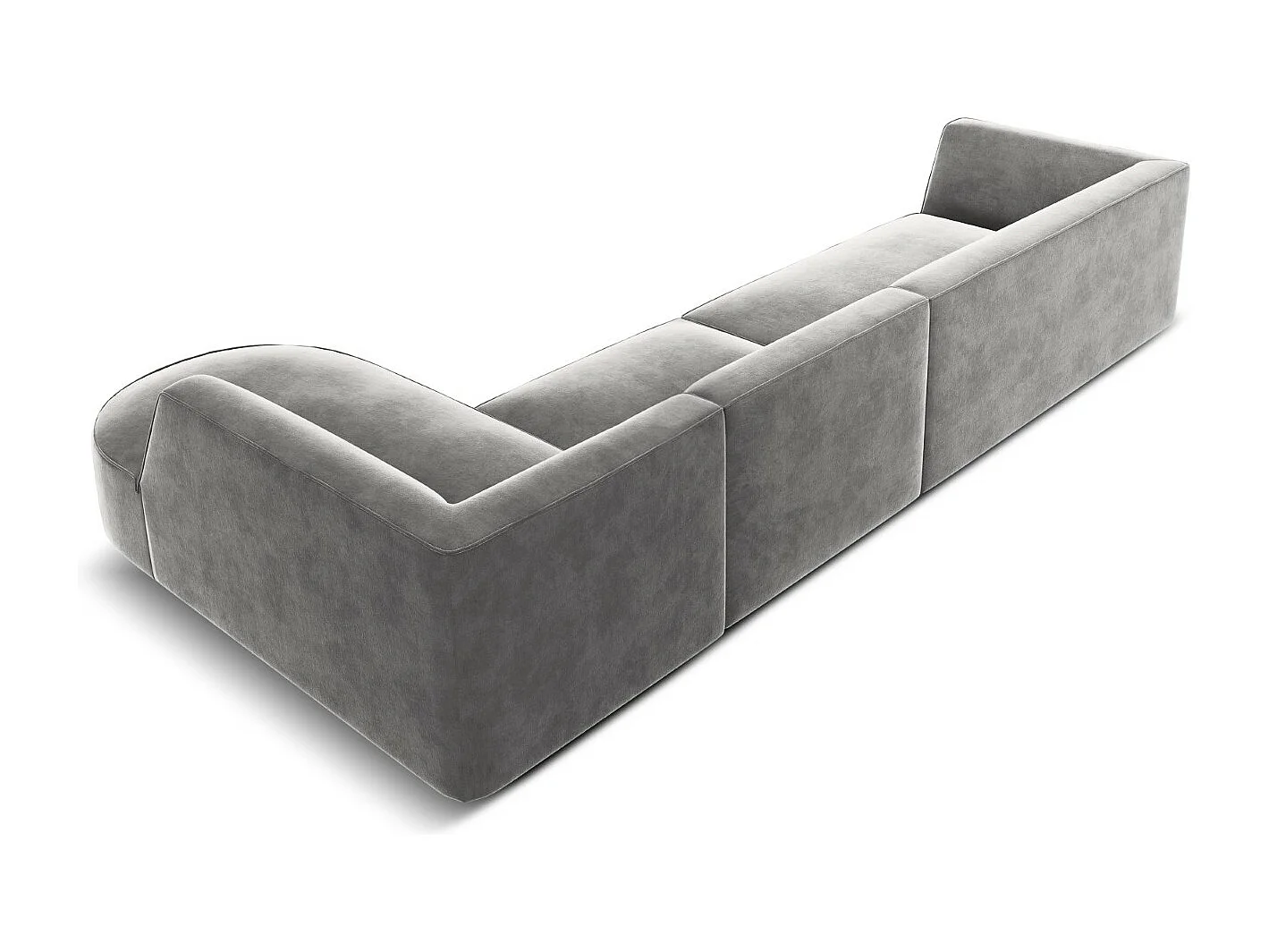 CXL by Christian Lacroix - Rechter hoekbank "Charles" 5 zitplaatsen, Flueel, Lichtgrijs - 366x180x69cm