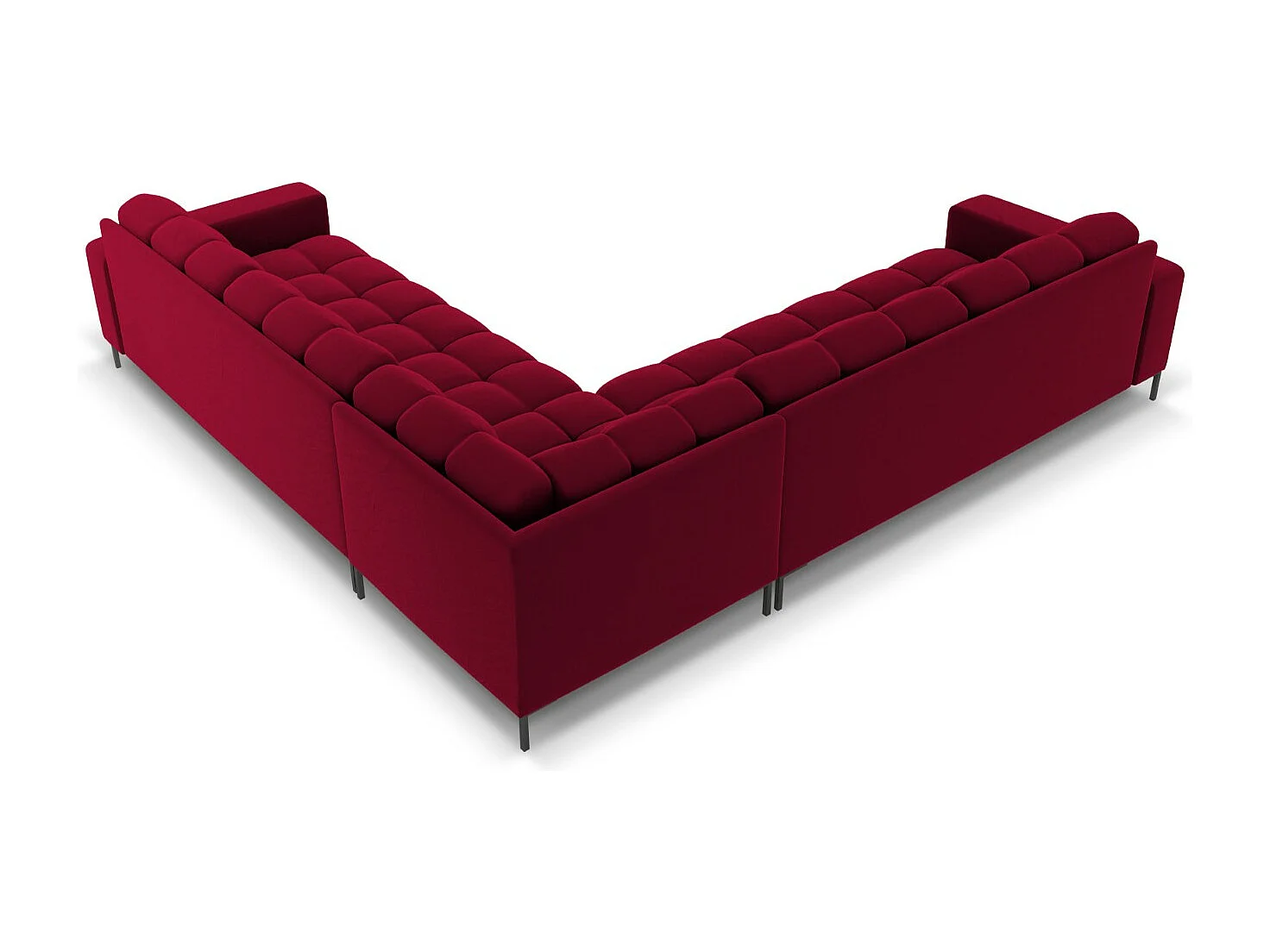 Cosmopolitan Design - Canapé d'angle symétrique "Bali" 6 places en velours rouge - 256x256x75cm