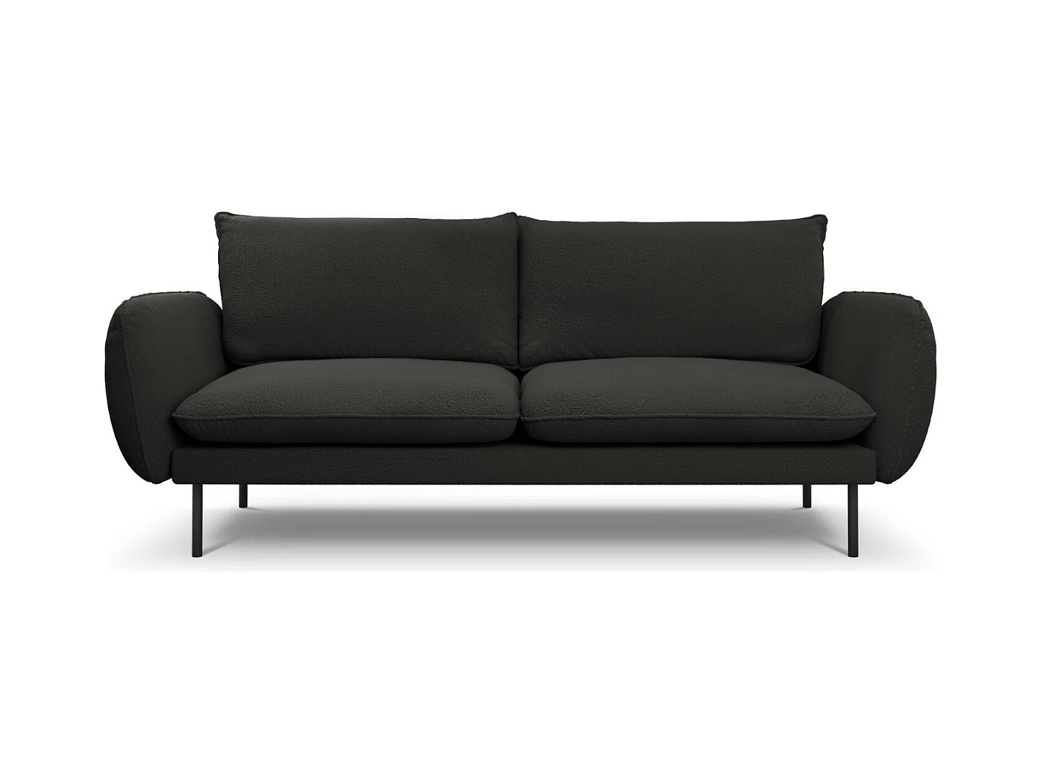 Cosmopolitan Design - Bank "Vienna" 3 zitplaatsen, Boucle, Zwart - 200x92x95cm