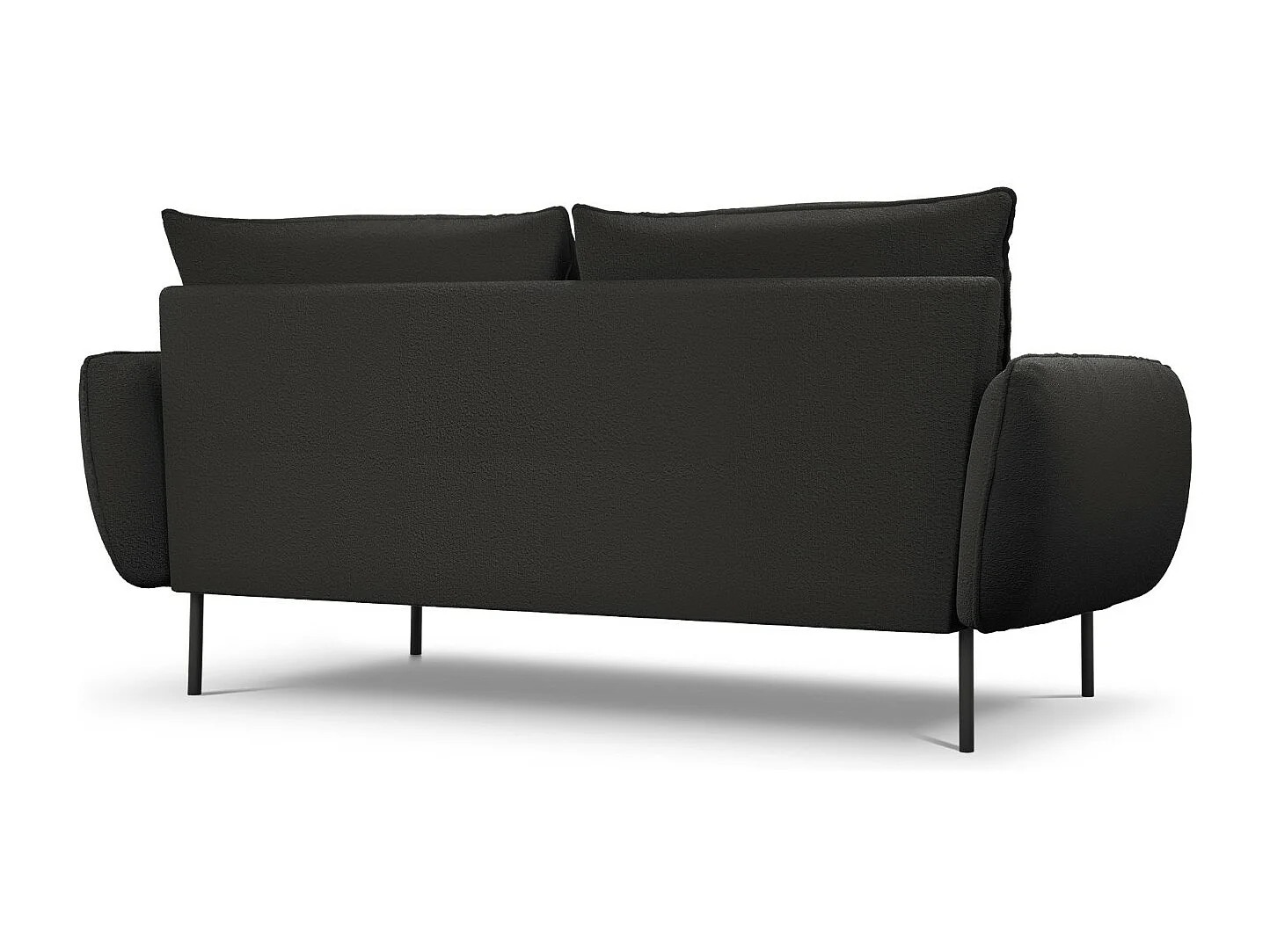 Cosmopolitan Design - Sofá "Vienna" 3 lugares em tecido bouclé preto - 200x92x95cm