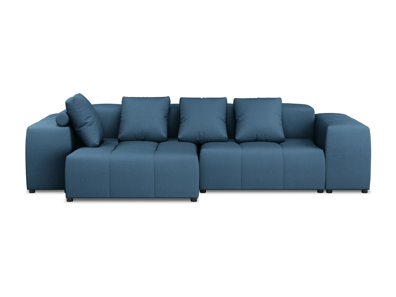 Cosmopolitan Design - Canapé d'angle symétrique modulable "Rome" 4 places en tissu structurel bleu foncé - 320x160x75cm