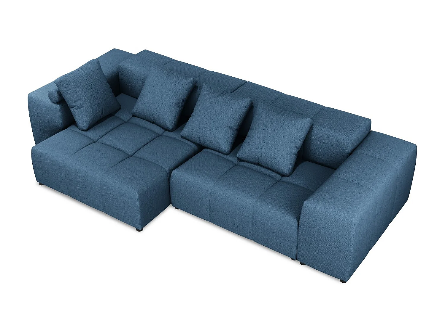 Cosmopolitan Design - Canapé d'angle symétrique modulable "Rome" 4 places en tissu structurel bleu foncé - 320x160x75cm