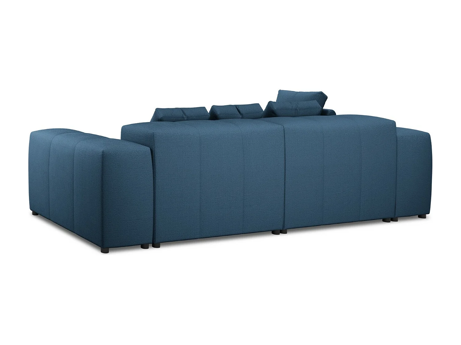 Cosmopolitan Design - Canapé d'angle symétrique modulable "Rome" 4 places en tissu structurel bleu foncé - 320x160x75cm