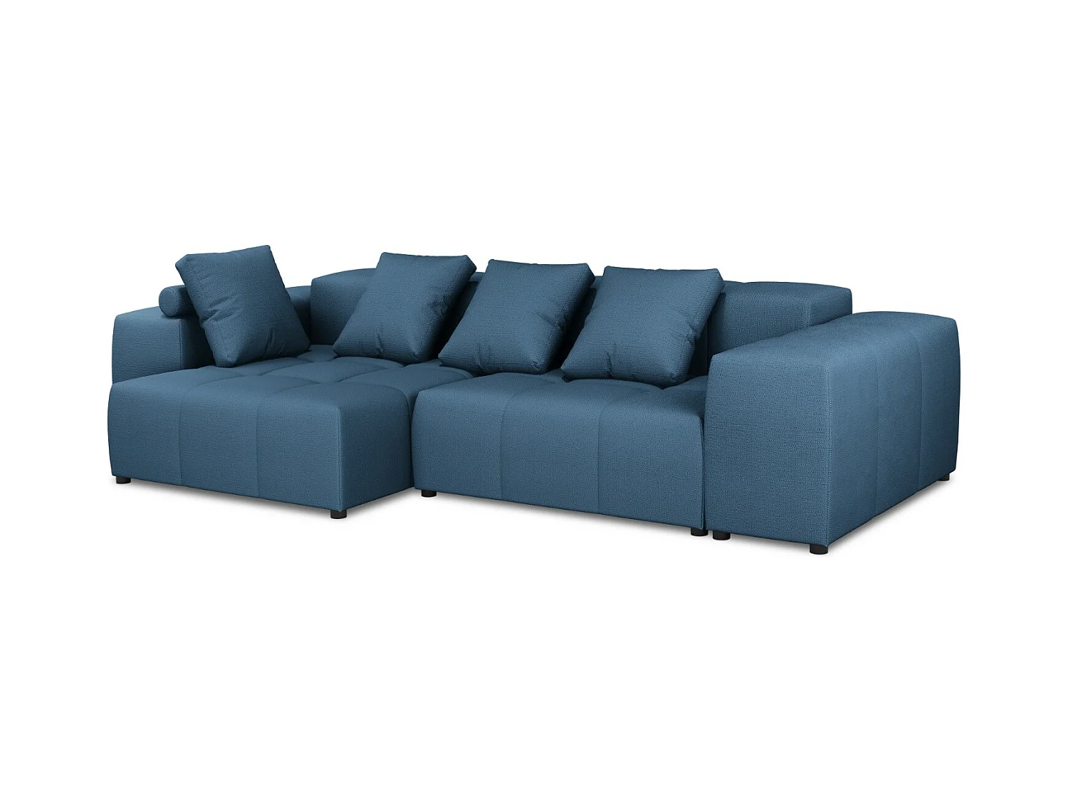 Cosmopolitan Design - Symmetrische modulaire hoekbank "Rome" 4 zitplaatsen, Structurele stof, Donkerblauw - 320x160x75cm