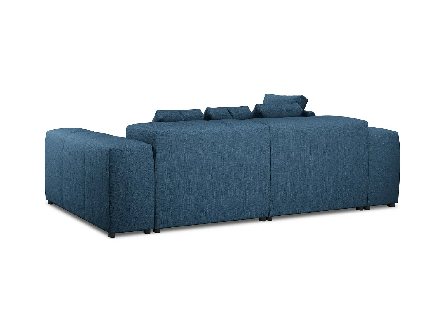 Cosmopolitan Design - Canapé d'angle symétrique modulable "Rome" 4 places en tissu structurel bleu foncé - 320x160x75cm