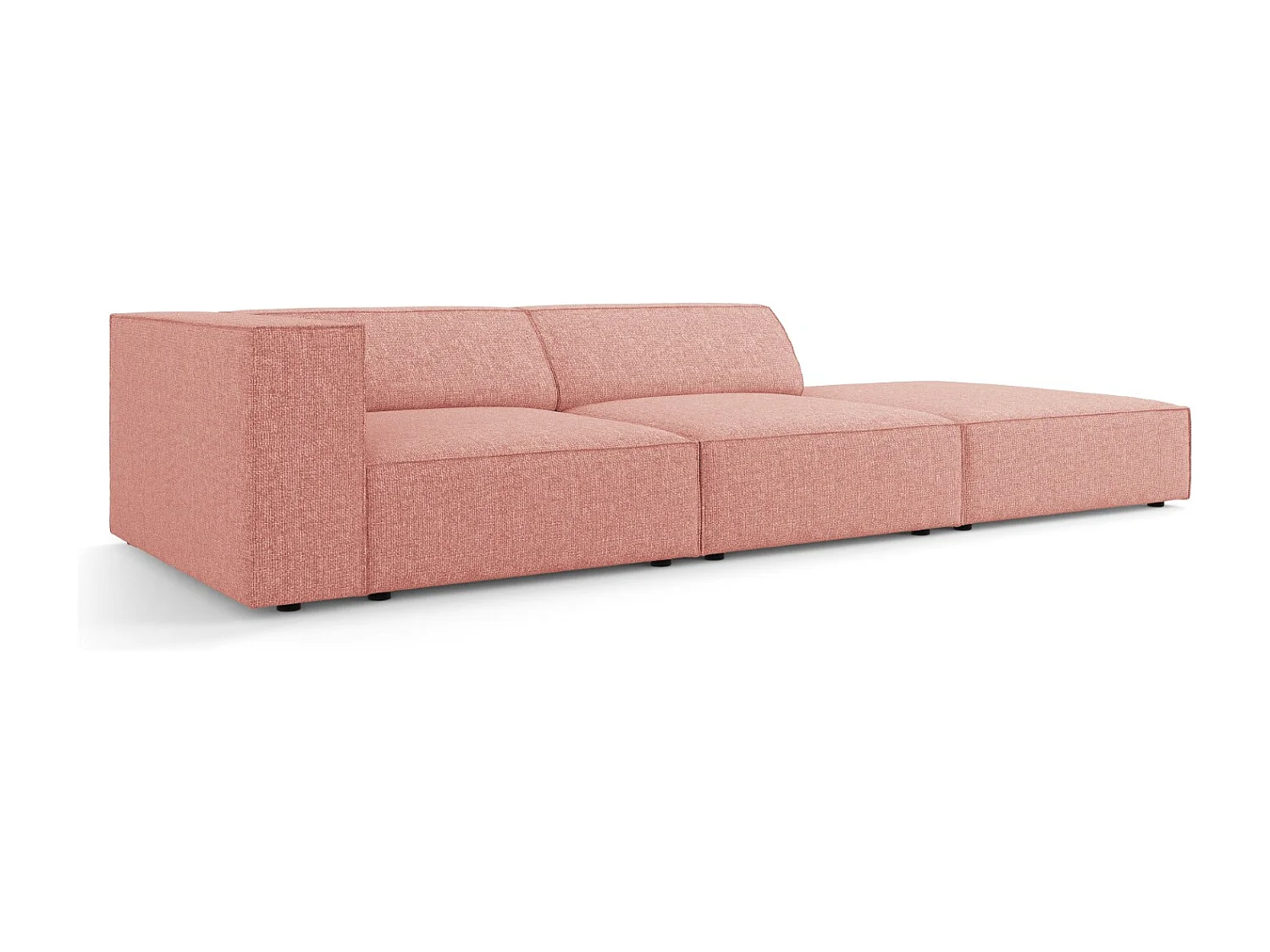 Cosmopolitan Design - Sofá derecho "Arendal" 4 plazas de tejido chenilla rosa - 262x102x70cm