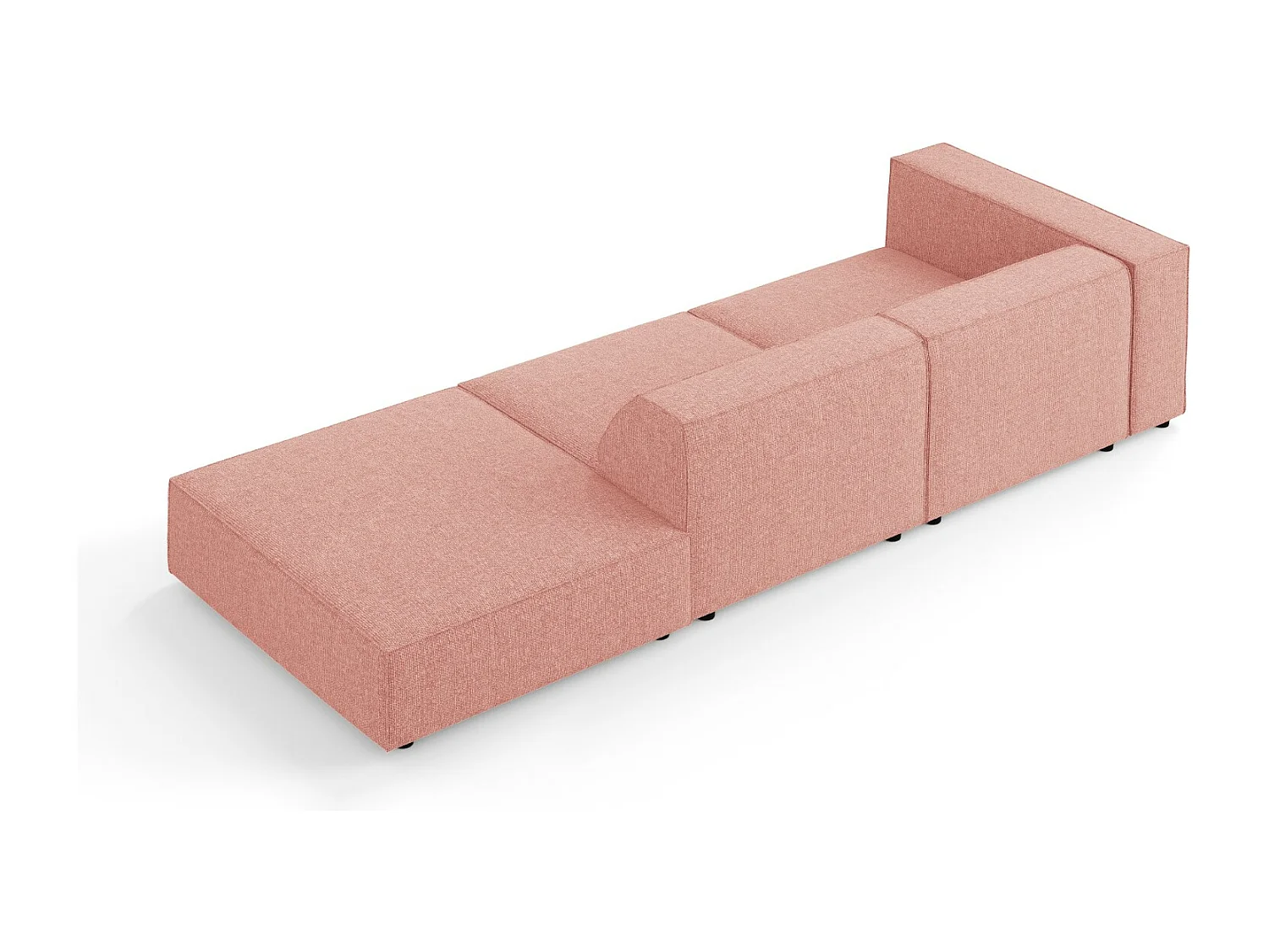 Cosmopolitan Design - Sofá derecho "Arendal" 4 plazas de tejido chenilla rosa - 262x102x70cm