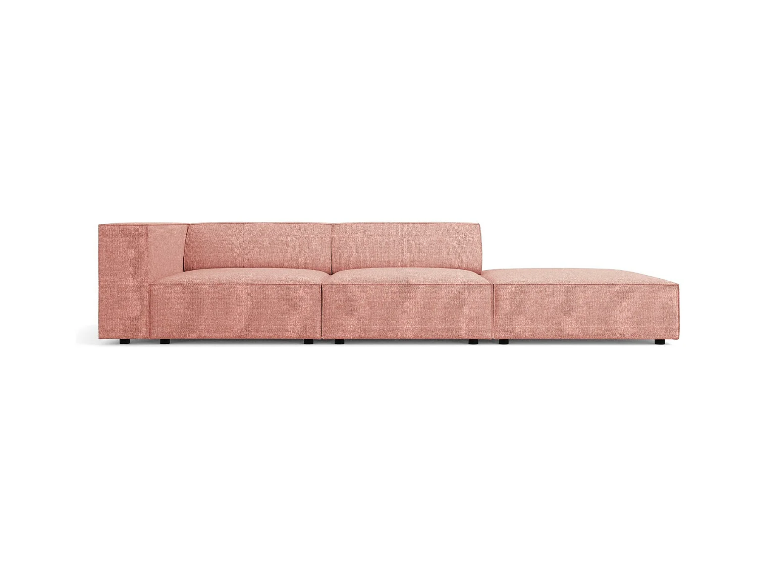 Cosmopolitan Design - Rechte bank "Arendal" 4 zitplaatsen, Chenille, Roze - 262x102x70cm