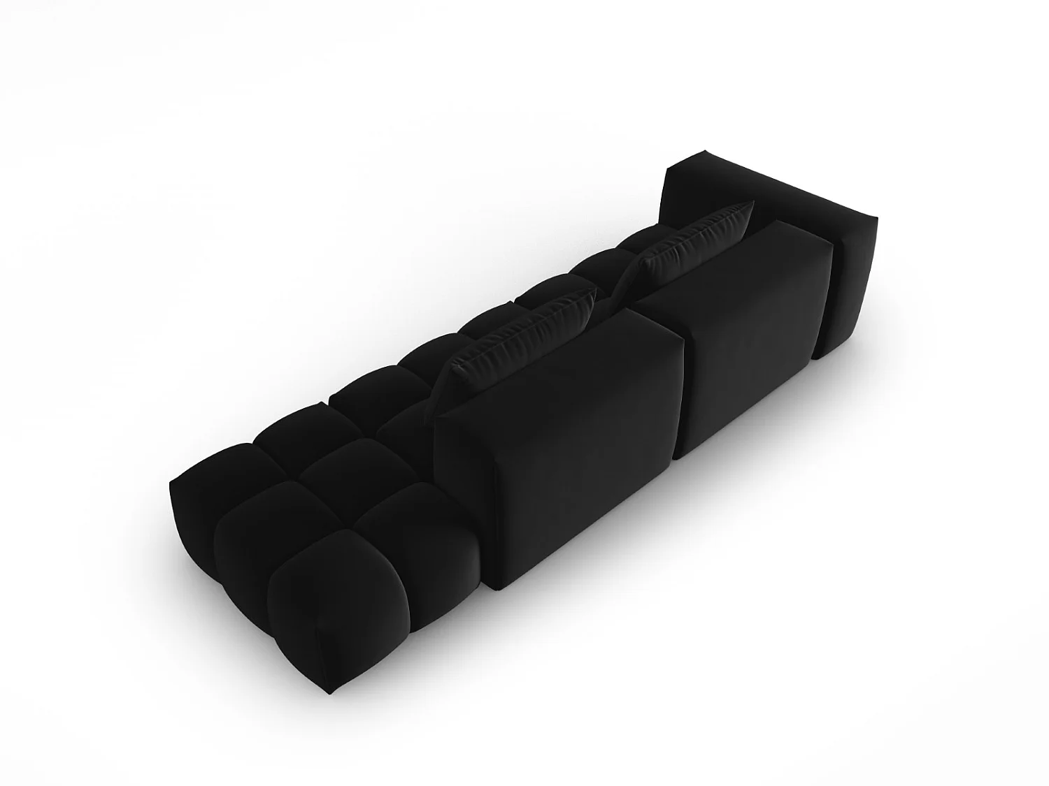 CXL by Christian Lacroix - Rechte modulaire bank "Lorella" 3 zitplaatsen, Flueel, Zwart - 265x85x70cm