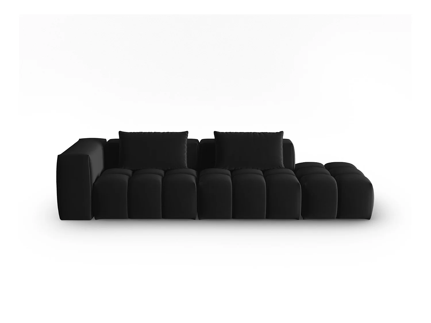 CXL by Christian Lacroix - Rechte modulaire bank "Lorella" 3 zitplaatsen, Flueel, Zwart - 265x85x70cm