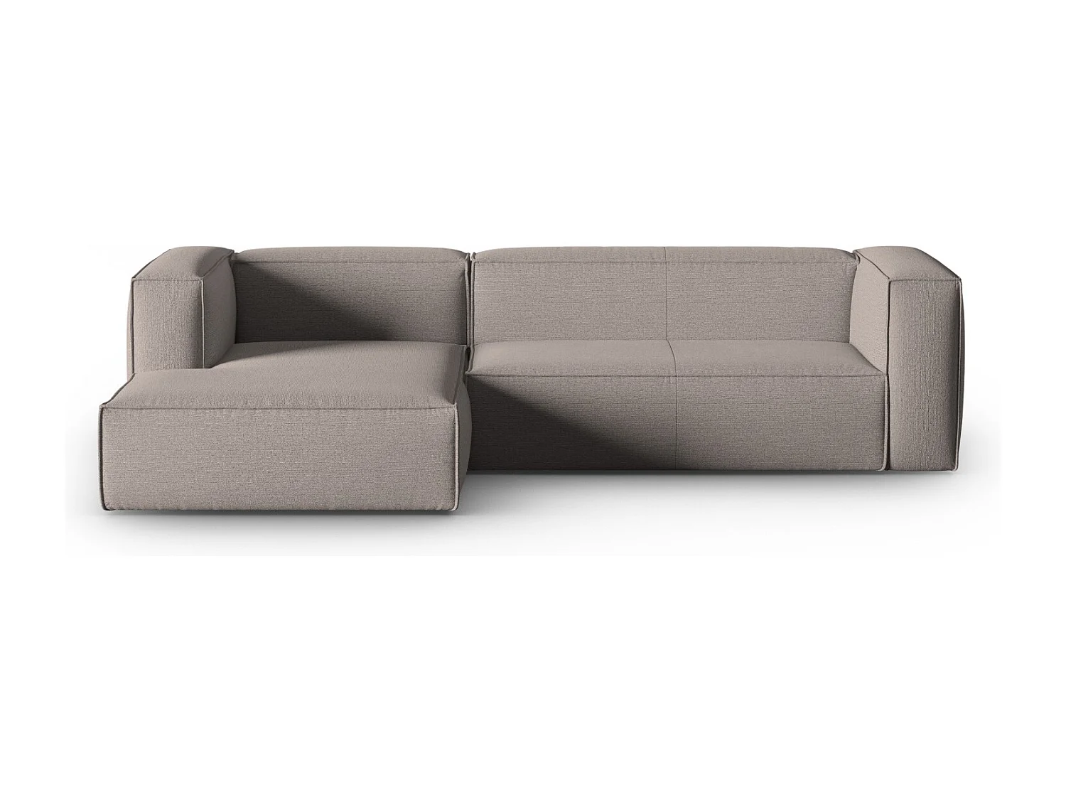 Cosmopolitan Design - 4-Sitzer Ecksofa links "Mackay" aus strukturiertem Samt cappuccino - 282x166x73cm