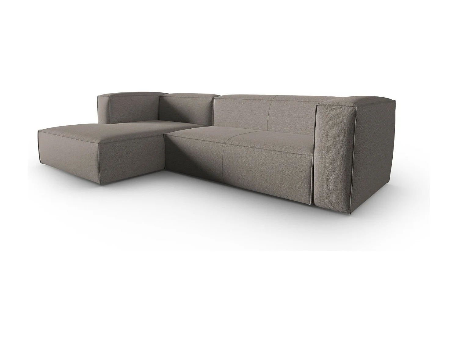 Cosmopolitan Design - 4-Sitzer Ecksofa links "Mackay" aus strukturiertem Samt cappuccino - 282x166x73cm