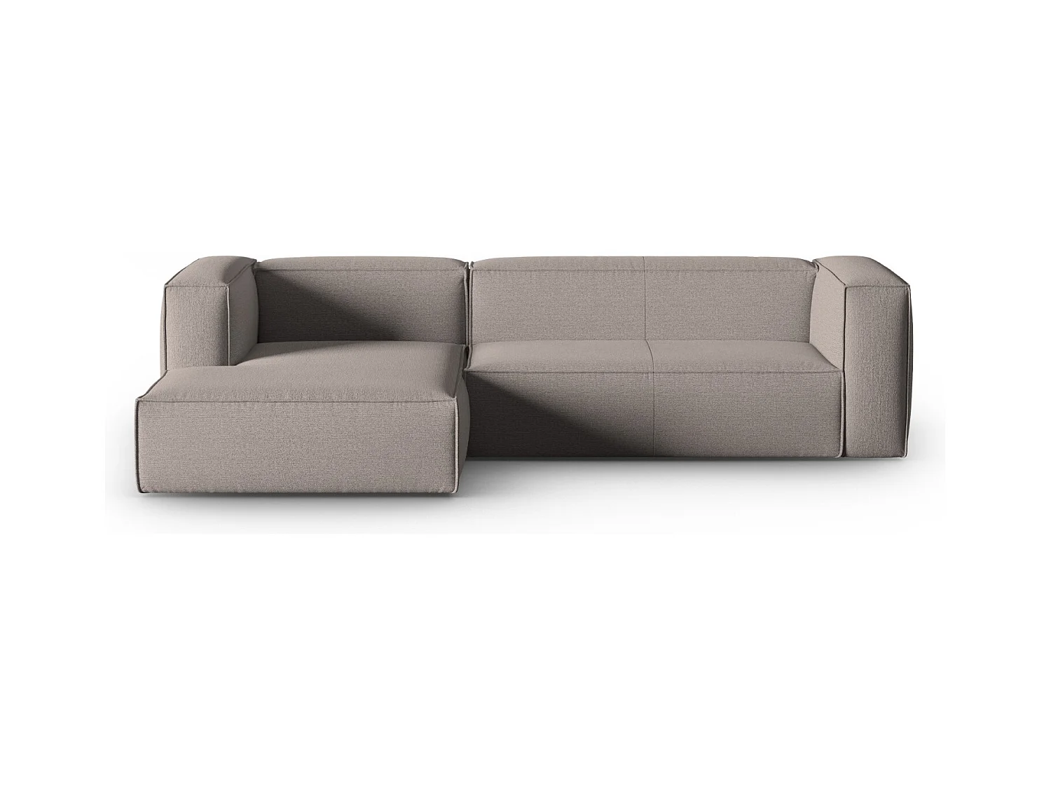 Cosmopolitan Design - Linker hoekbank "Mackay" 4 zitplaatsen, Gestructureerd fluweel, Cappuccino - 282x166x73cm