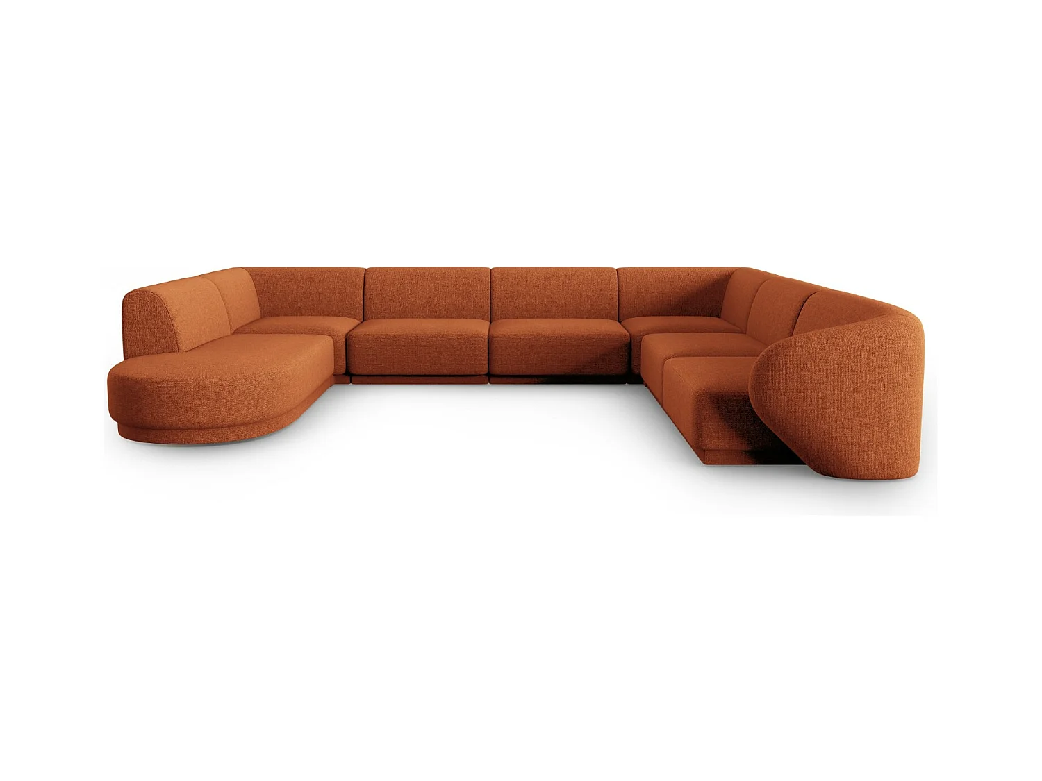 CXL by Christian Lacroix - Modulaire panoramische hoekbank rechts "Lionel" 8 zitplaatsen, Chenille, terracotta melange - 342x323x74cm