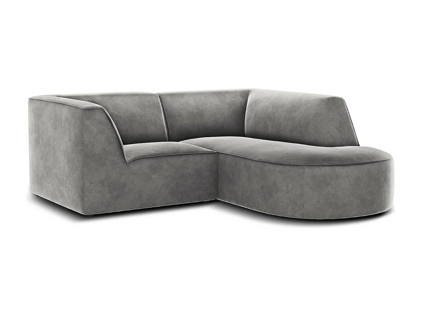 CXL by Christian Lacroix - Rechter hoekbank "Charles" 3 zitplaatsen, Flueel, Lichtgrijs - 186x180x69cm