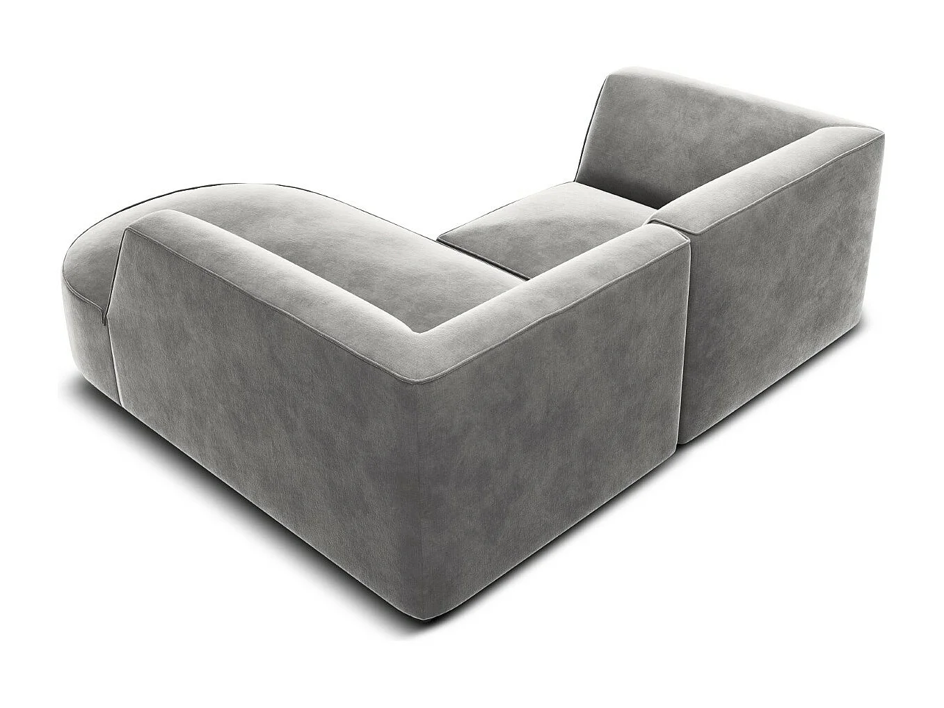 CXL by Christian Lacroix - Rechter hoekbank "Charles" 3 zitplaatsen, Flueel, Lichtgrijs - 186x180x69cm