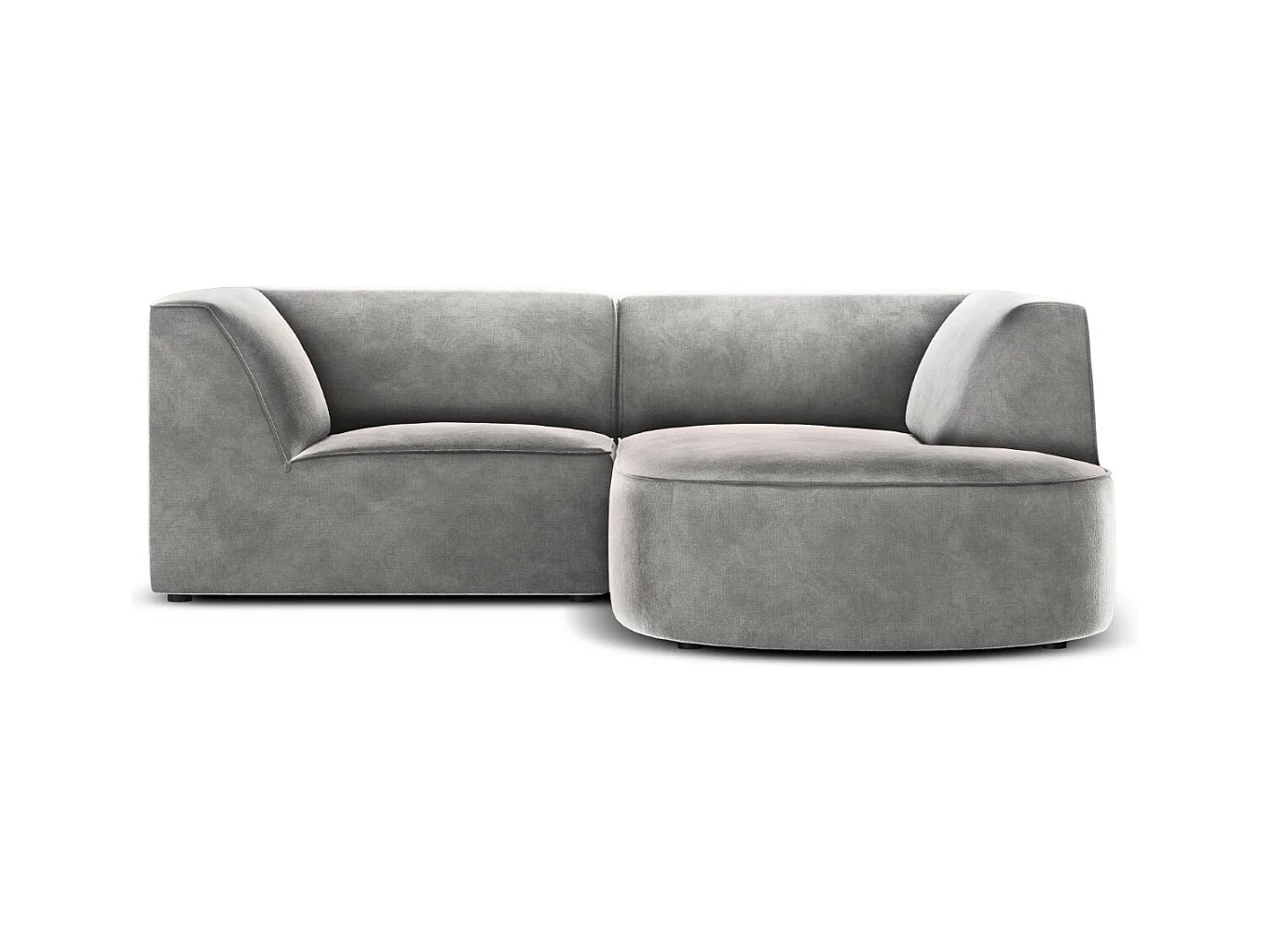 CXL by Christian Lacroix - Rechter hoekbank "Charles" 3 zitplaatsen, Flueel, Lichtgrijs - 186x180x69cm