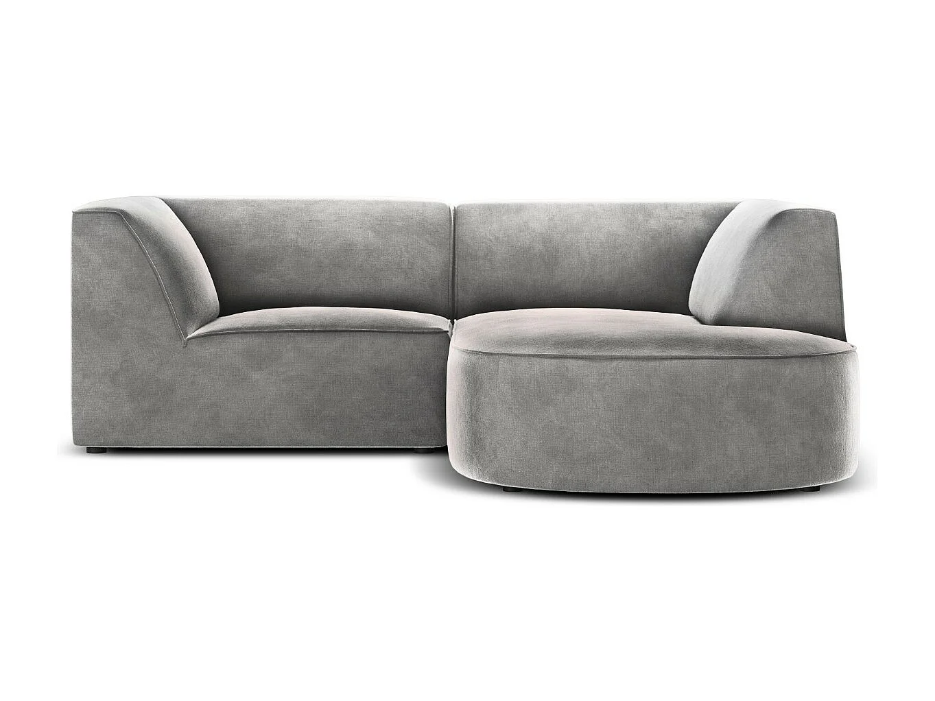 CXL by Christian Lacroix - Sofá de canto direito "Charles" 3 lugares em veludo cinza claro - 186x180x69cm