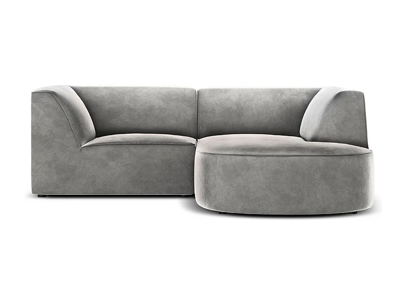 CXL by Christian Lacroix - Canapé d'angle droit "Charles" 3 places en velours gris clair - 186x180x69cm